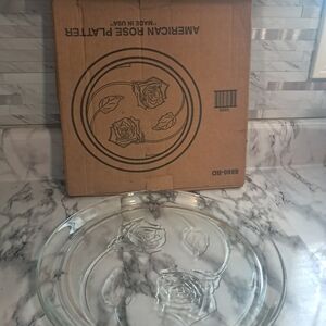 Home Interiors Clear Glass Rose Platter
